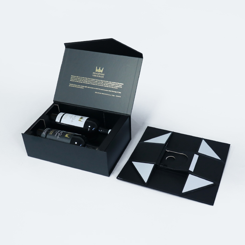 black folding wine box